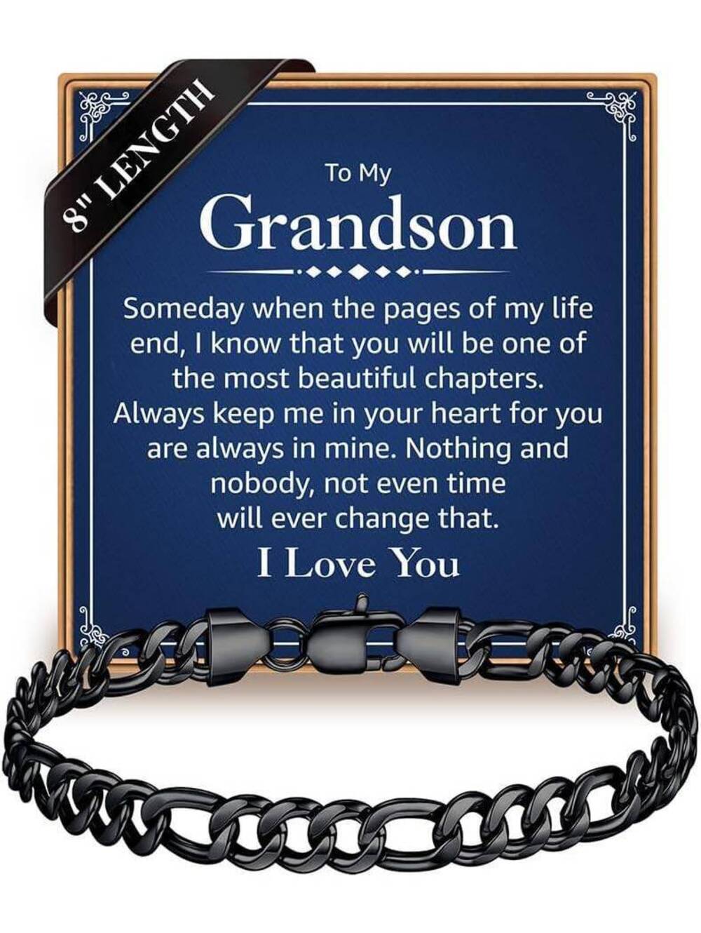 IEFLIFE Black Figaro Grandson Bracelet, 8 Inch